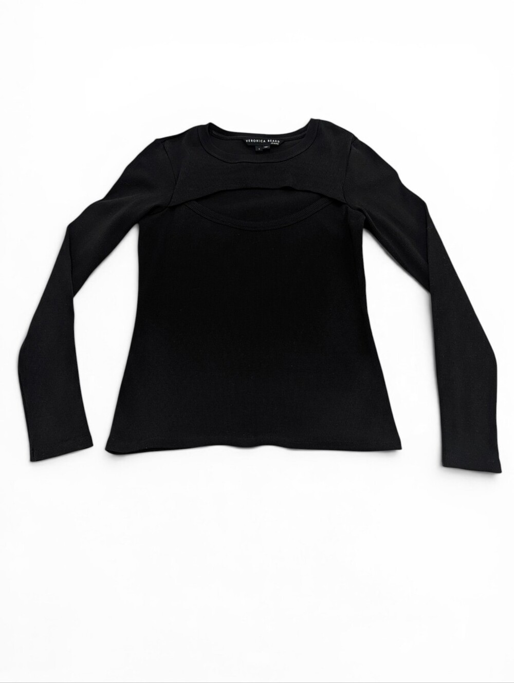Veronica Beard Jeans Black Long-Sleeve Cutout Top Size S